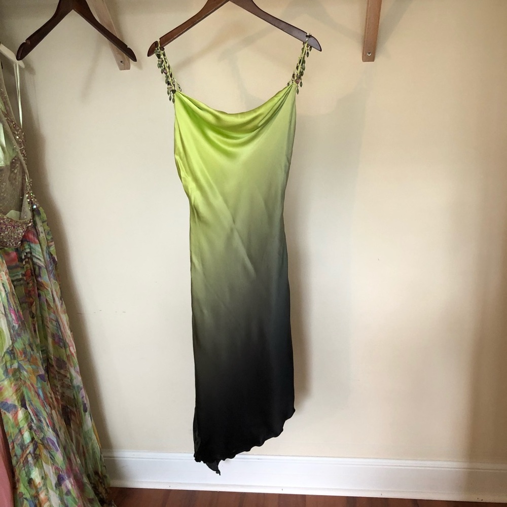 Green ombré asymmetrical dress